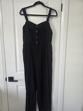 Old Navy Black Button-Front Wide-Strap Jumpsuit
